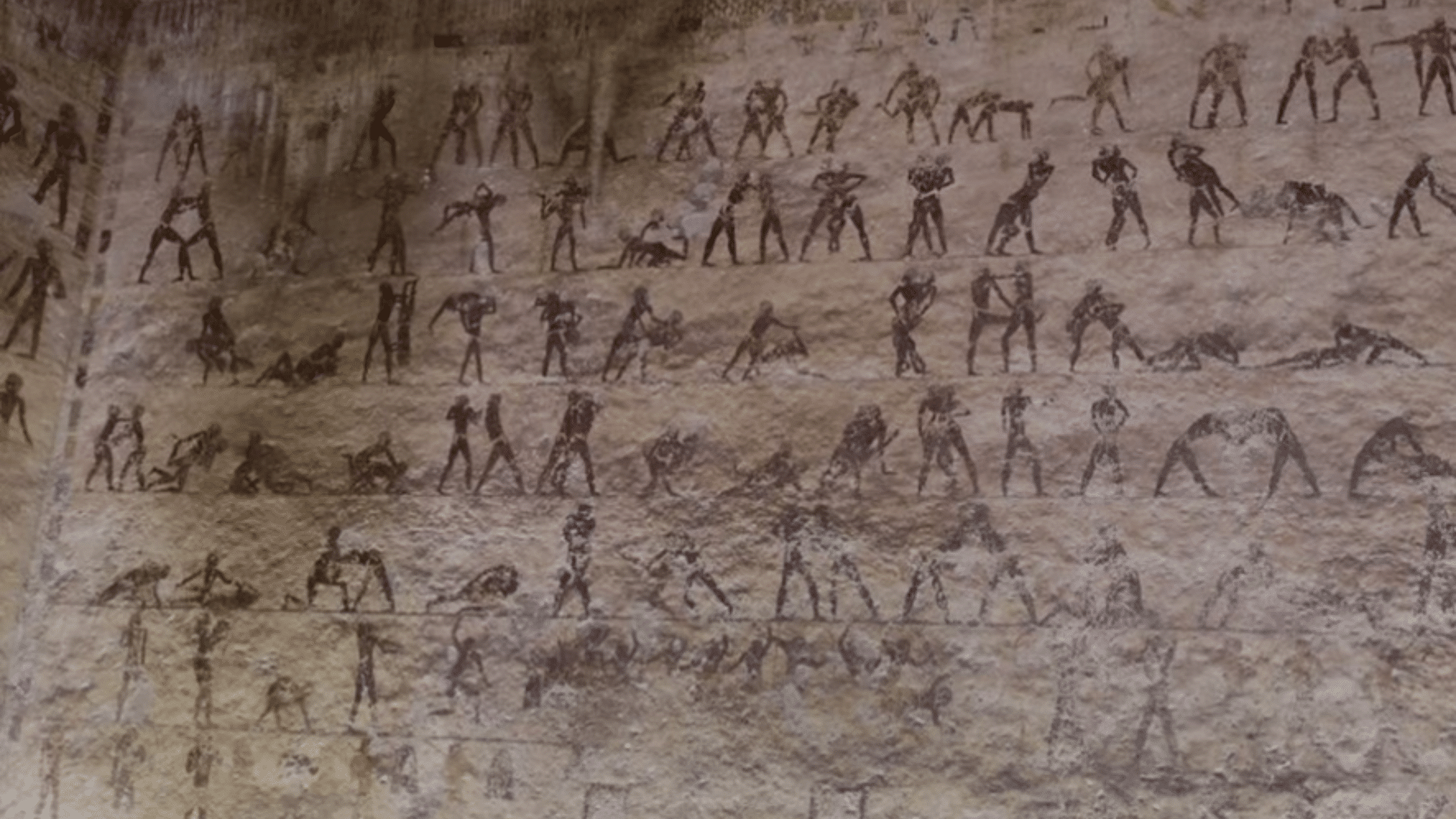 エジプトのベニ・ハッサン村で撮影(古代スポーツ壁画/紀元前2100年頃)