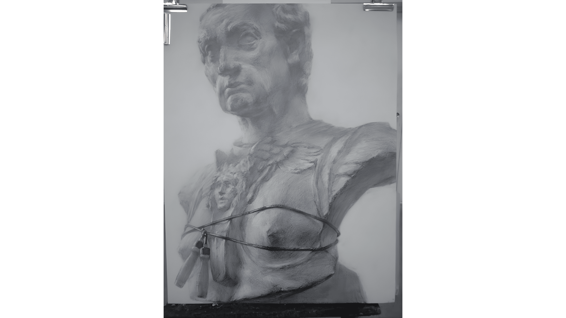 麻王監督提供、芸大合格当時のデッサン。予備校生時代から、美大在学中、美大受験の予備校講師を通して、8年間近くデッサンを描き続けていた。